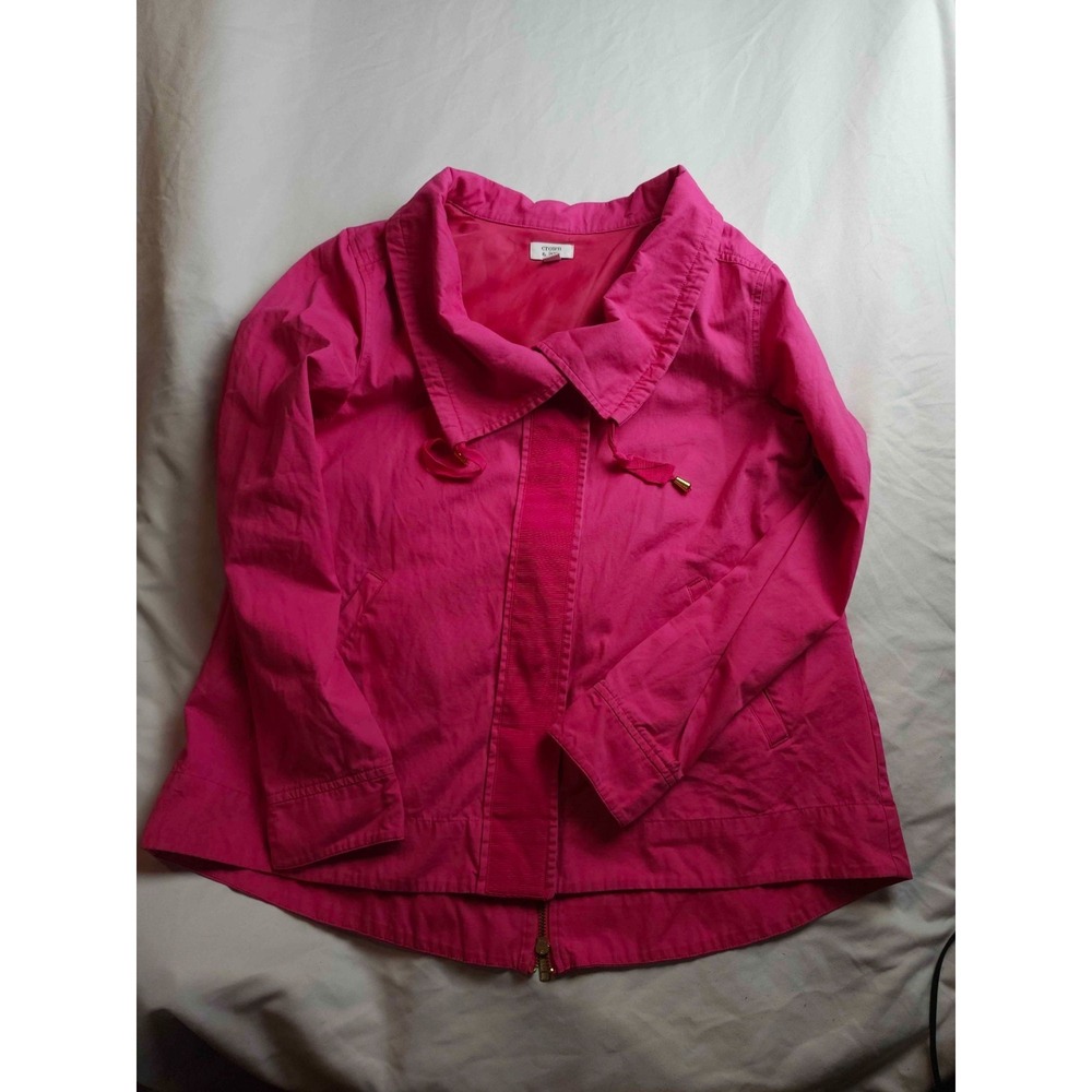 Crown And Ivy Jacket Womens Medium Pink Woven Back Zipper Outdoor Cargo Full Zip